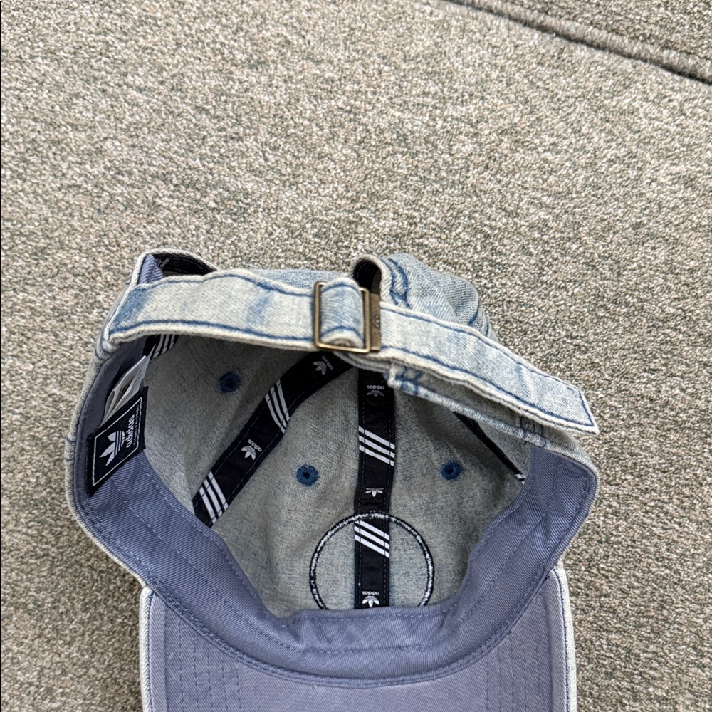 adidas Light Blue Denim Trefoil Patch Baseball Cap - Picture 6 of 11